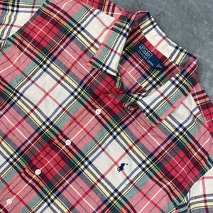 Polo Ralph Lauren Shirt Mens Size XXL Multicolor Camp Colorful Plaid Loop Collar